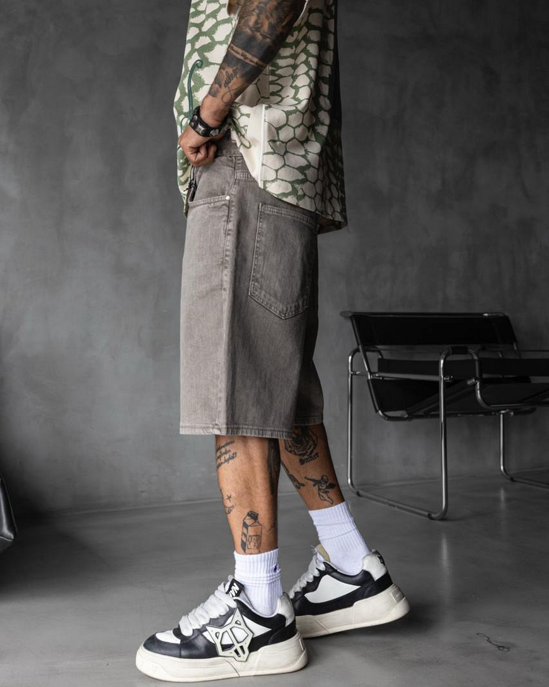 Мъжки къси дънки – STONE GREY LOOSE FIT SHORTS – 17161 3