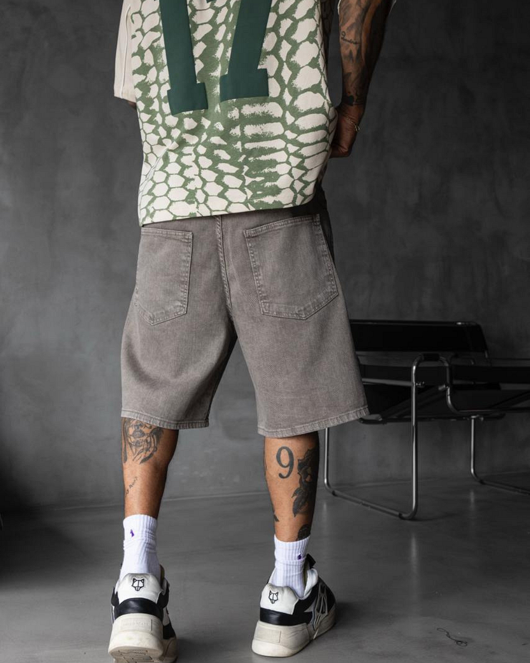 Мъжки къси дънки – STONE GREY LOOSE FIT SHORTS – 17161 2