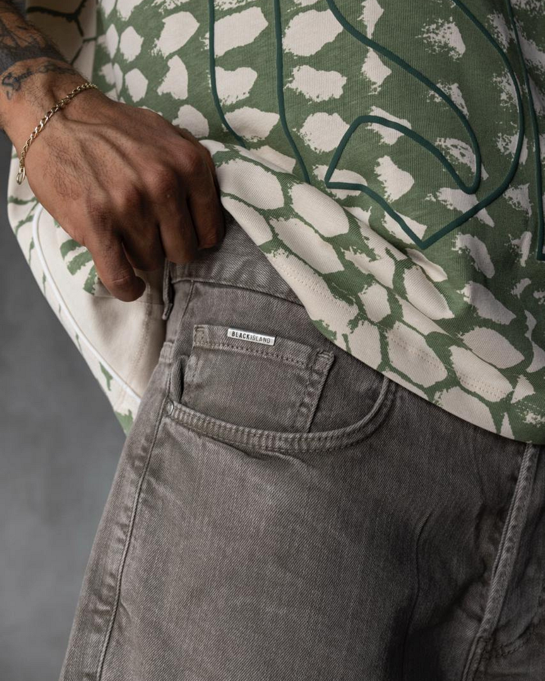 Мъжки къси дънки – STONE GREY LOOSE FIT SHORTS – 17161 6